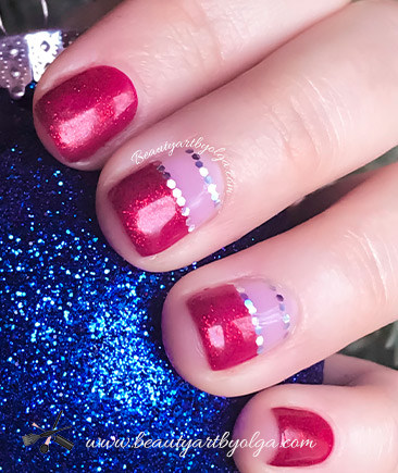 Sparkly Red and Pink Holiday Nails