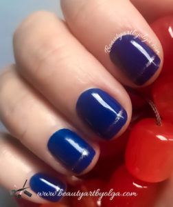 Blue and Champagne Reverse French Nails