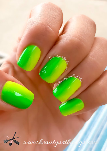 Neon Lime and Neon Yellow Summer Ombre Nails