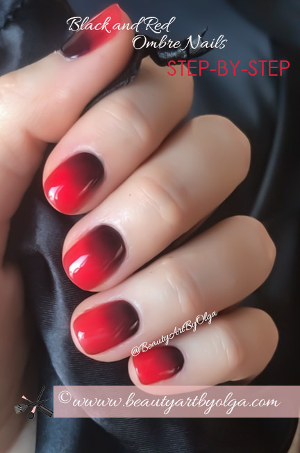 Ombre Nails: Black and Red Gradient