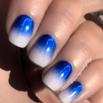 Chrome Ombre Nails: White and Blue Gradient No Chip Manicure