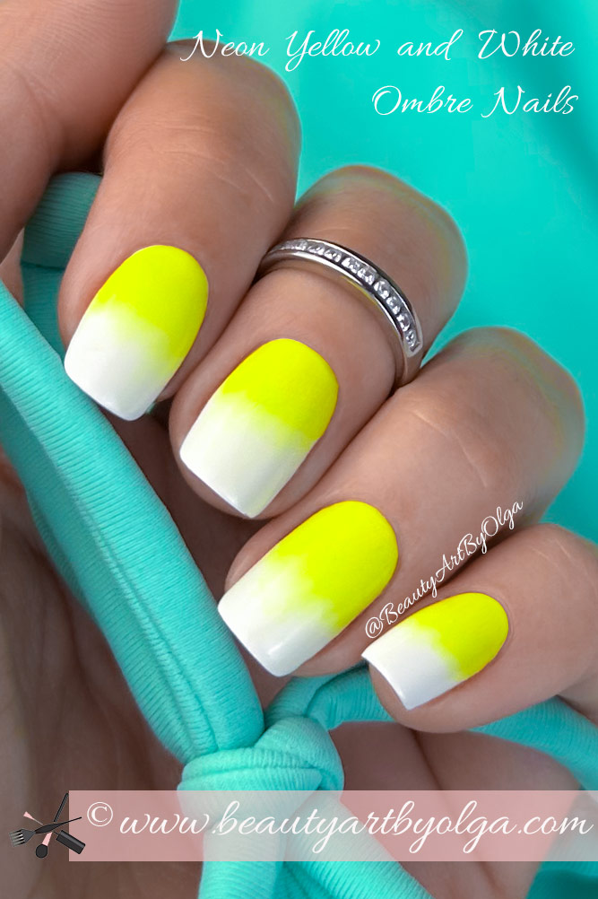 Summer Nails: White and Neon Yellow Ombre Nails