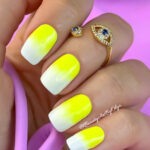 Summer Nails: White and Neon Yellow Ombre Nails