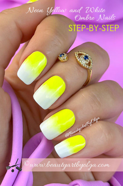 Summer Nails: White and Neon Yellow Ombre Nails